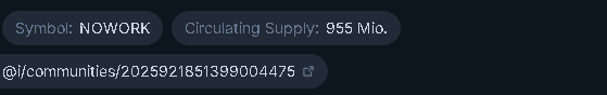 The $NOWORK coin tweet media
