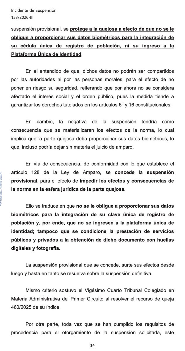 PRIMERA SUSPENSIÓN DE REGISTRO DE CELULARES. En la mayoría de los amparos promovidos contra el registro de celulares, la suspensión simplemente no se concedió. Por eso este caso importa tanto: un juzgado federal sí entendió que obligar a una persona a entregar sus datos