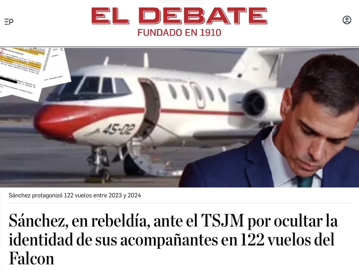 SANCHEZ SE NIEGA À REVELAR SUS 122 VIAJES ENTRE LOS AÑOS 2023/24 por lo que está en situación de Rebeldía.

Fue el Consejo de Transparencia quien dictaminó la obligatoriedad del Felón de revelar 122 viajes con acompañantes, motivo, fechas y destinos. Recordemos que las