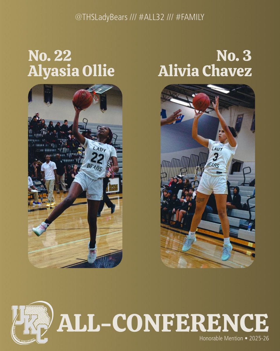 THSLadyBears's tweet photo. Left their mark on the UKC 🎖️ #ALL32 • #FAMILY

Two of our seniors cap their careers on the All-Conference Honorable Mention list. Proud of 22 and 3! https://t.co/ri8TZ9nlVx
