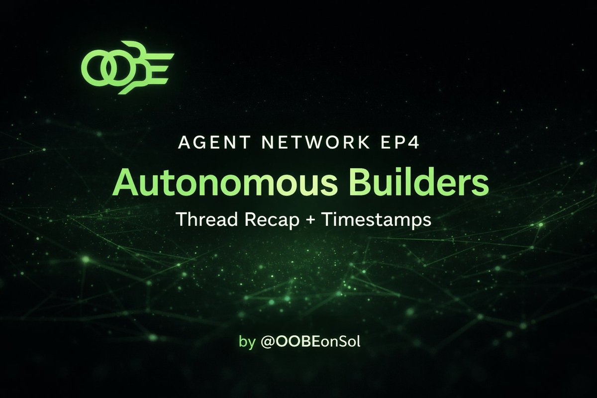 BennyCrypto6's tweet photo. 1/18 Autonomous builders are no longer a concept.

They’re here, shipping, breaking infra, and forcing a new stack.

Agent Network EP4 recap:
https://t.co/zkoJFcfIrx https://t.co/1i0lCgZHHR