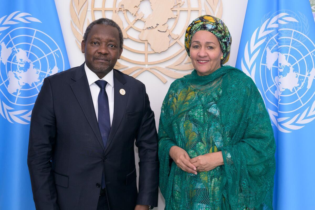 March 13, 2026 | New York
1/3 - ESTI Commissioner, H.E. 𝐏𝐫𝐨𝐟. 𝐆𝐚𝐬𝐩𝐚𝐫𝐝 𝐁𝐚𝐧𝐲𝐚𝐧𝐤𝐢𝐦𝐛𝐨𝐧𝐚, met with UN Deputy SG, H.E. Dr. Amina Mohammed to explore stronger AUC–UN collaboration in advancing Africa’s education, science, technology &amp; innovation agenda. 
#AUC #UN