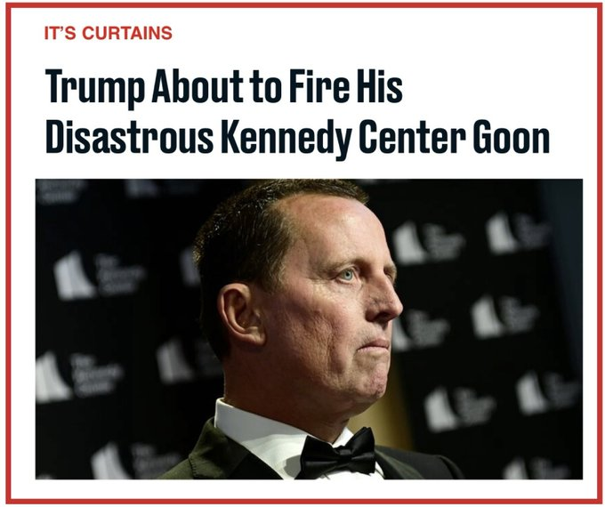 MICHAELDOLLAR's tweet image. Richard Grenell FIRED #Job DONE helped #MAGAt Narcissists MORON #Felon tRUMP #ReName &amp;amp; Kill Kennedy Center #DICK's Tenure High-Profile Cancellations as Don remade Center in his own image via a board of loyalists, including Pam Bondi &amp;amp; Susie Wiles. ImpeachTrumpNow #SendBarronToWar