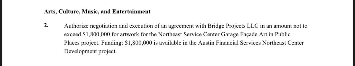 Oh man, the $1.8 million dollar art project for the Austin garbage truck maintenance garage is back on the agenda at the next council meeting…

I thought we had defeated it when it was quietly removed a couple council meetings ago, but it’s back! 🤦‍♂️