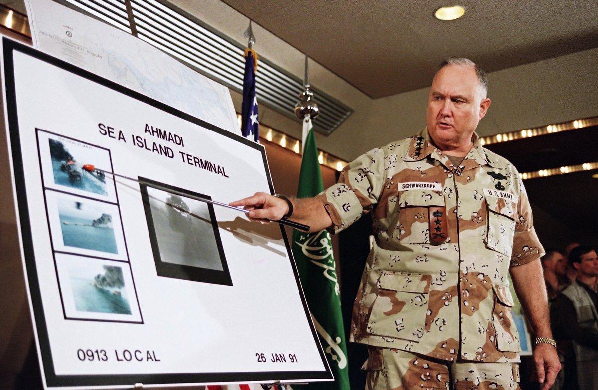 MuchOlderToday's tweet photo. Have you noticed? During “Desert Storm” under George H. W. Bush (Aug 1990 - Jan 1991), we heard from General Norman Schwarzkopf almost daily. Pretty much crickets from CENTCOM during  “Epic Fury” under Donald Trump. Is the White House supressing armed forces information releases? https://t.co/AYwzE4g5hv