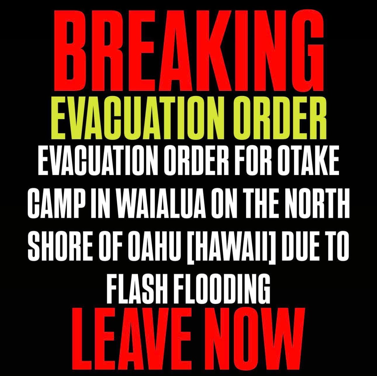 BREAKING: EVACUATION ORDER in Hawaii due to flash flooding⬇️