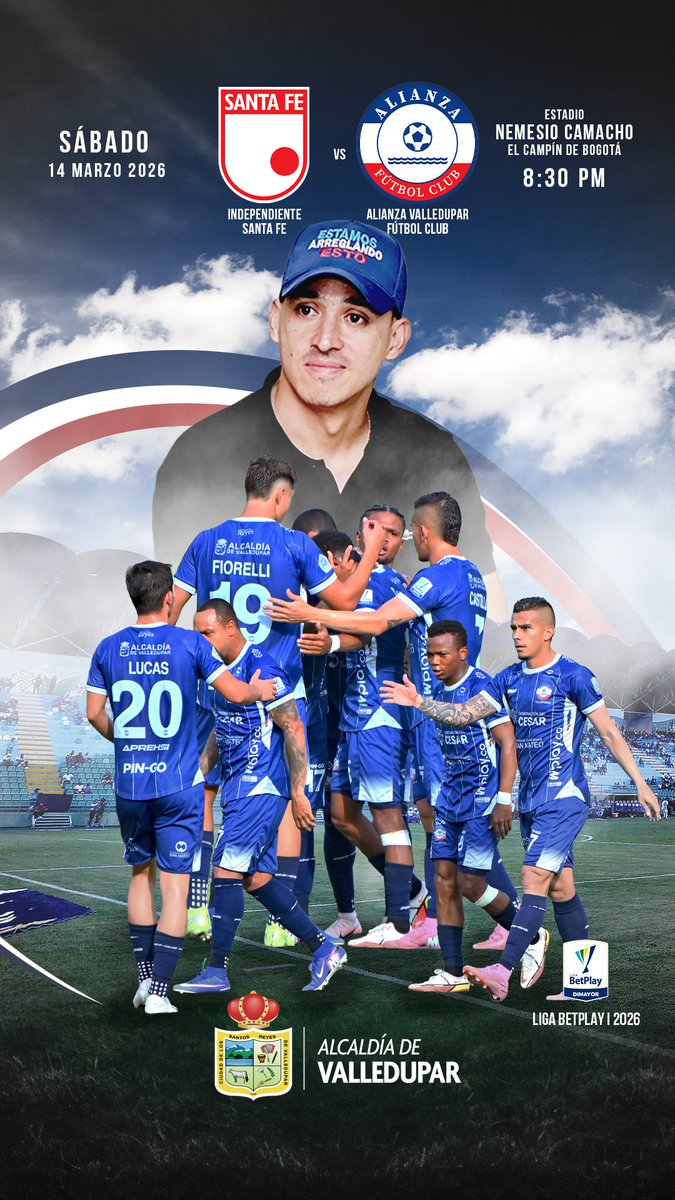 AlcaldiaVpar's tweet image. Nuestro equipo salta a la cancha con la ilusión de seguir dejando en alto el nombre de #Valledupar. Un nuevo reto en la Liga BetPlay que nos invita a apoyar, creer y alentar hasta el último minuto. ¡Vamos todos con el equipo de nuestra ciudad!