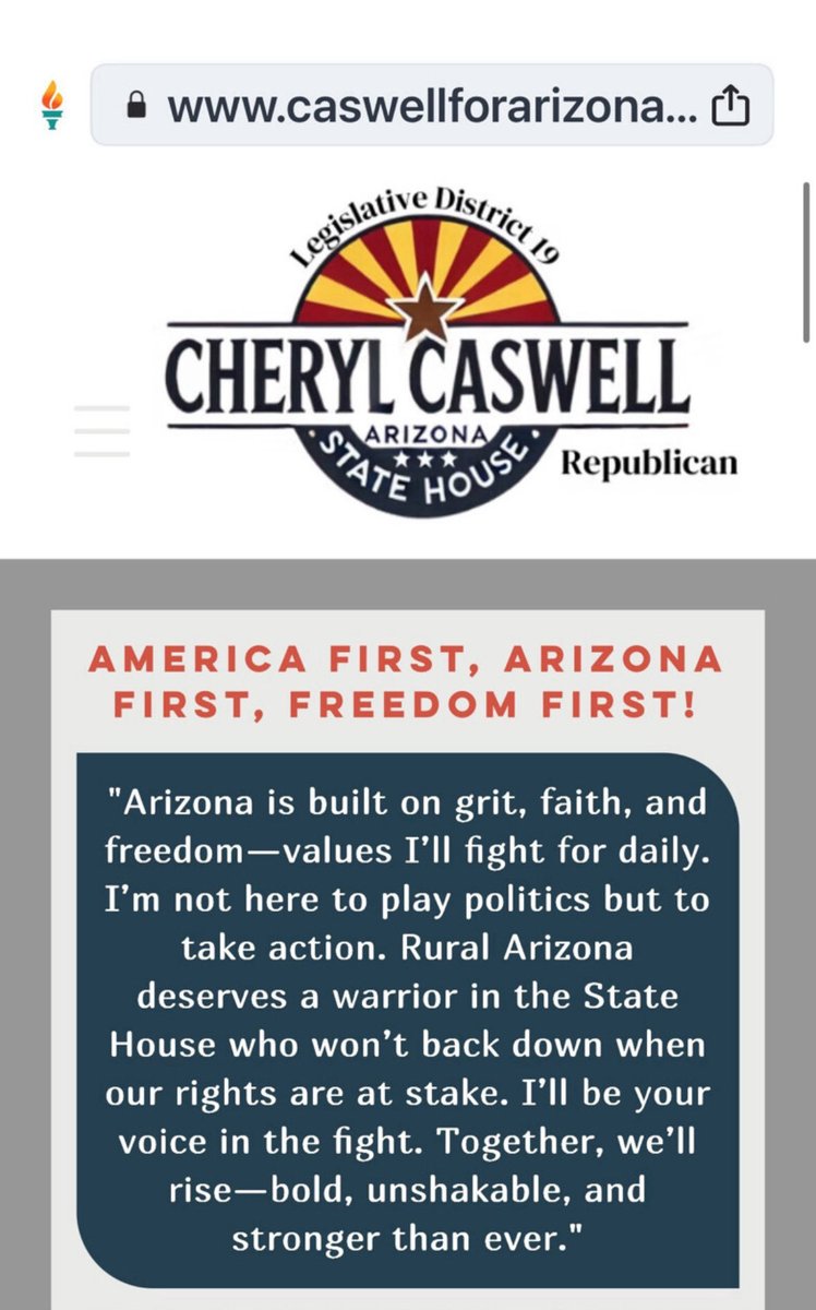 AzTeaPartier's tweet photo. Please support a grassroots, Arizona First candidate. Cheryl Caswell is running against entrenched, establishment “representatives.” She will serve the will of We The People of Arizona. 
https://t.co/n8fyu6pQRs https://t.co/4PTHpnTKwS