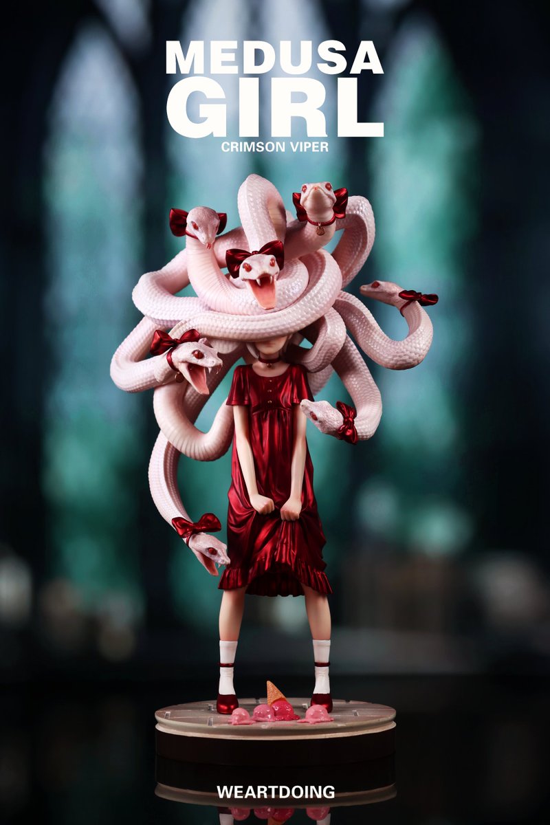WeArtDoing's tweet photo. WeArtDoing × Yoshioka (@o10fu) present【Medusa Girl-Crimson Viper】.
A crimson gaze wrapped in quiet intensity.
Beauty burns softly, but the venom waits.

#animegirl #arttoy #designertoy #fairy #weartdoing #OC #CharacterDesign #ConceptArt #medusa #メデューサ #神話 #ダークファンタジー
