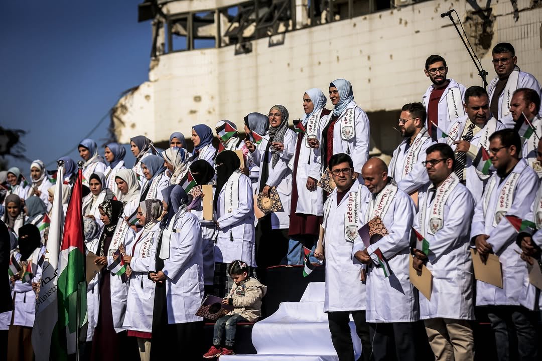 WOLPalestine's tweet photo. DONATE TO HELP REBUILD GAZA’s HEALTH CARE SYSTEM: https://t.co/FT00H4OUQW

On December 26, a cohort of 170 Palestinian doctors received their advanced medical certifications during a graduation ceremony in front of the destroyed Al-Shifa Hospital. From the rubble, they have showed the world the true meaning of heroism during the past two and a half years of the ongoing genocide.

Donate, amplify and share our fundraiser with @docstopgenocide. Together we can make a difference. Together we will rebuild.