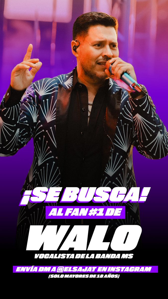 elsajat_'s tweet photo. 🚨Atención🚨

Se busca al más fan de WALO Silvas (vocalista de la Banda MS) 

Si eres tú, envíame mensaje en Instagram @elsajat ¡Urge! https://t.co/tHV7zmW96a