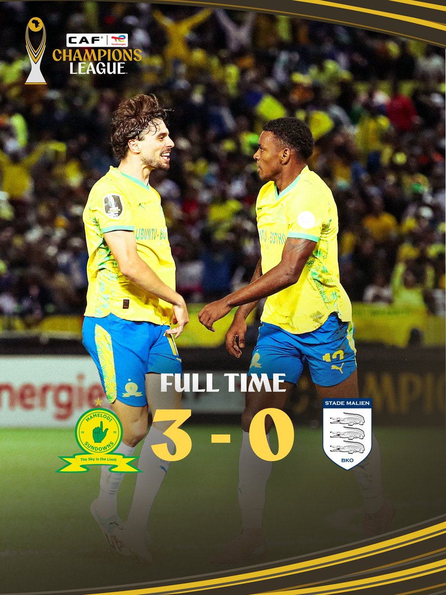Robo fainali Caf champions league 

FT’ Mamelodi Sundowns 3️⃣ ➖ 0️⃣ Stade Malien 

#Sundowns #TotalEnergiesCAFCL #AreyengMasandawana