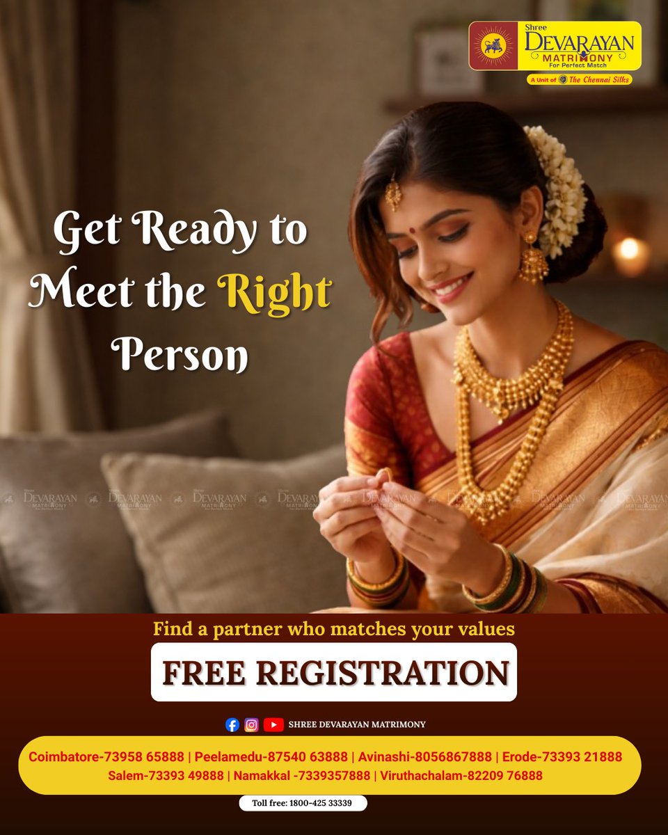 Shree_Devarayan's tweet photo. Ready to meet the right person for your life? 💍
At #ShreeDevarayanMatrimony, we help you find a partner who truly matches your values, dreams, and family expectations.

✔ Verified Profiles
✔ Trusted Matrimony Service
✔ Personalized Matchmaking

✨ Free Registration Available https://t.co/j0fZry6k4v