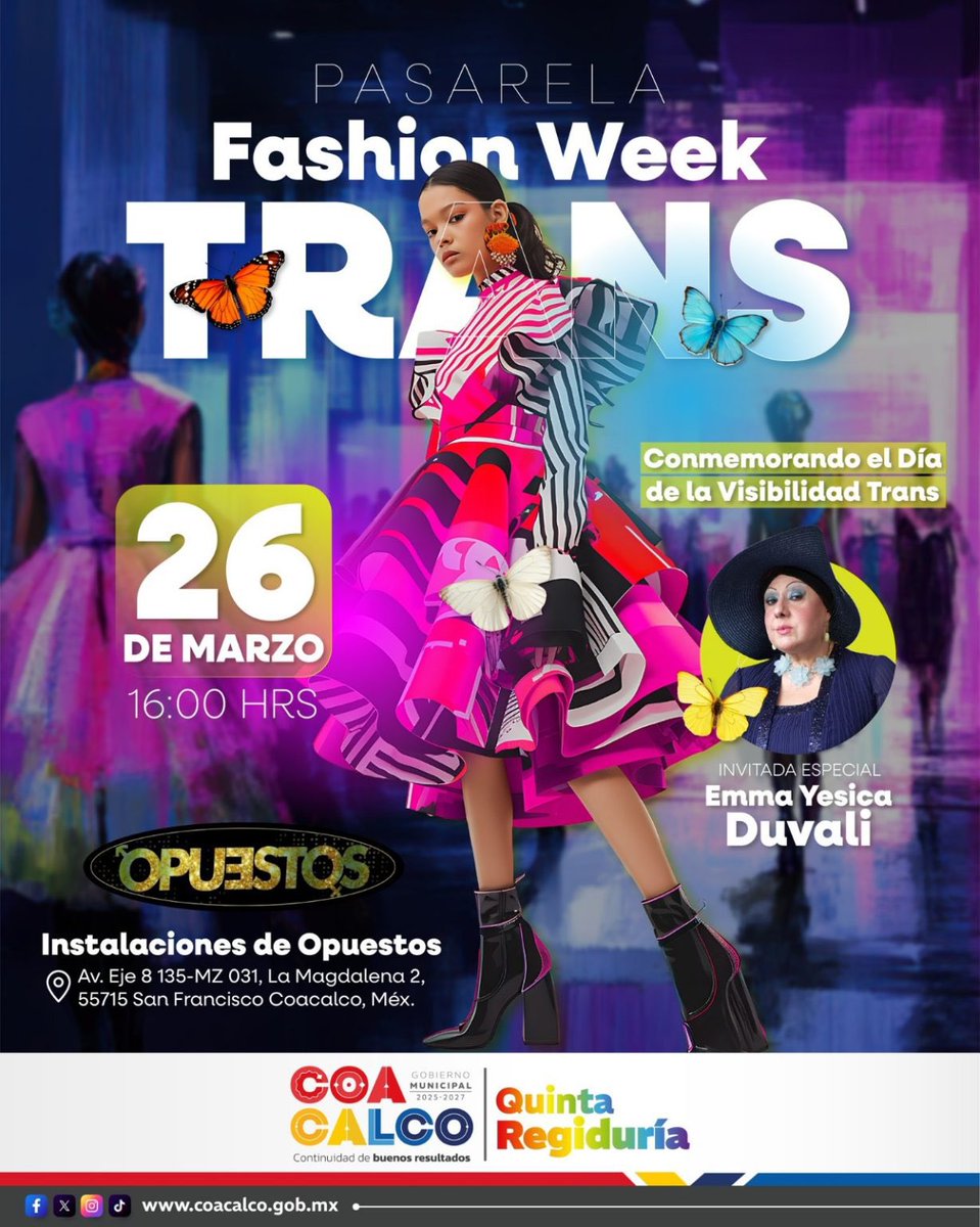 QuereTrans's tweet photo. #NotiTrans 🇲🇽 | Fashion Week Trans en Coacalco
El 26 de marzo se celebrará con la participación de Emma Yessica Duvali, vedette y activista trans.
Fuente: Quadratín Edomex
🔗 https://t.co/2vxBhHL1KA https://t.co/ijf2Uiwt9Z