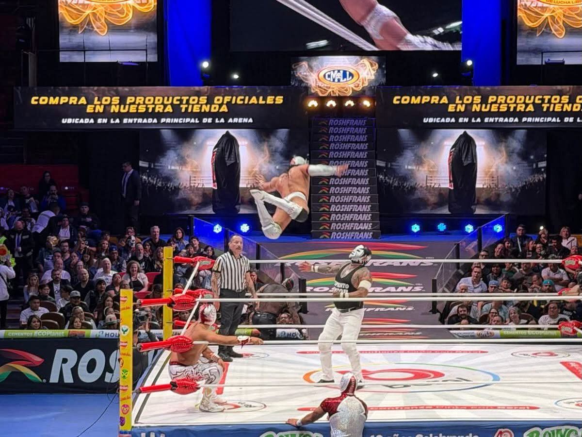 LaTijeraLucha's tweet photo. Segundo encuentro del “viernes espectacular”, en un “luchón” entre rudos y técnicos, el equipo de #MagiaBlanca, Tornado y #ReyPegasus con grandes vuelos, llaves y planchas derrotaron a #Raider, #EspantoJr y ElGallero que lo dieron todo en el encordado.
#latijeraluchalibre https://t.co/jDZ3A68LTG
