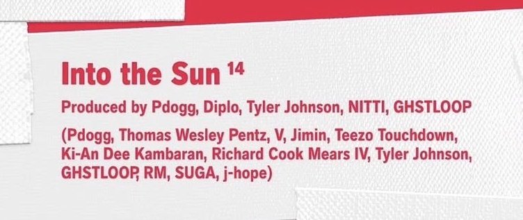 And what if 'Into The Sun's is Jimin, Jin &amp; V since both Jimin &amp; V had writing credits?
