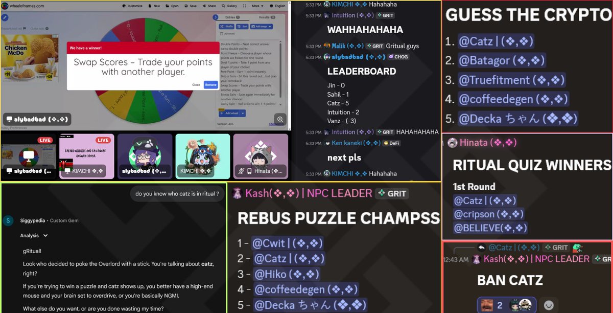 gRitual fam,
Currently enjoying vacation, so haven't been able to keep the usual consistency with my X content… but that doesn't stop me from participating in events.

Over the last two weeks joined a bunch of events as usual. Some hosts even tried to nerf me… but in the end,