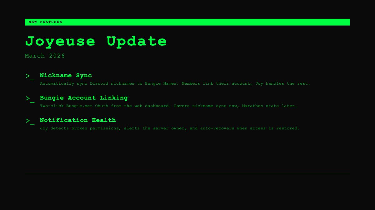 Running a Marathon Discord server? Joyeuse handles the stuff you’d ...