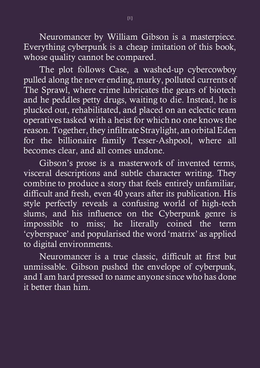 IDReeves's tweet image. Neuromancer by William Gibson - 4.5/5⭐ 
. 
#BookReview #Neuromancer #WilliamGibson #Cyberpunk #ScienceFiction #IndieWriter #BookRecommendations