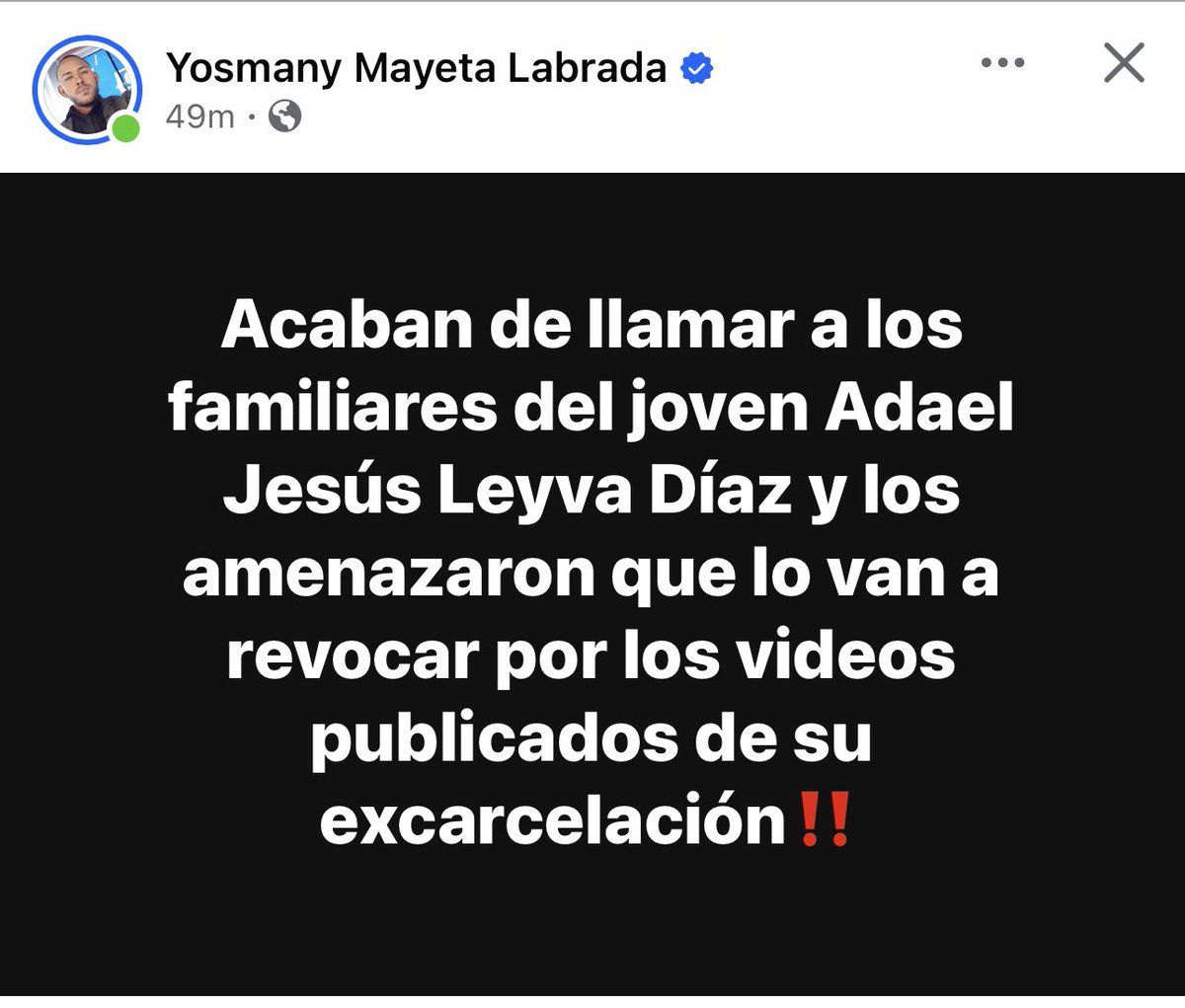 martellheidy1's tweet photo. Un manifestante del 11j que lo único que hizo fue celebrar su excarcelación la Tiranía lo amenaza con revocarle su excarcelación , basta ya , como es posible que no se pueda celebrar después de una prisión injusta @cossiom @MarioJPenton 
@RepCarlos 
CubaEsUnaDictadura 
LibertadParaTodosLosPresosPoliticos 
OjosEnCuba