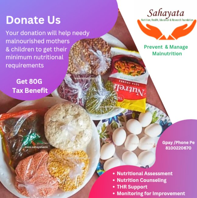 #YearEnd #DonateUs get #80G Income Tax Benefit. To provide #TakeHomeRation for #malnourishedChildren #Mothers #SDG3 #QualityEducation #SDG4 for #UnderpriviledgedChildren 
Sahayata Foundation 
A/C- 404760510000178
IFSC- BKID0004047
Gpay/Phone Pe / Paytm : 8100220670