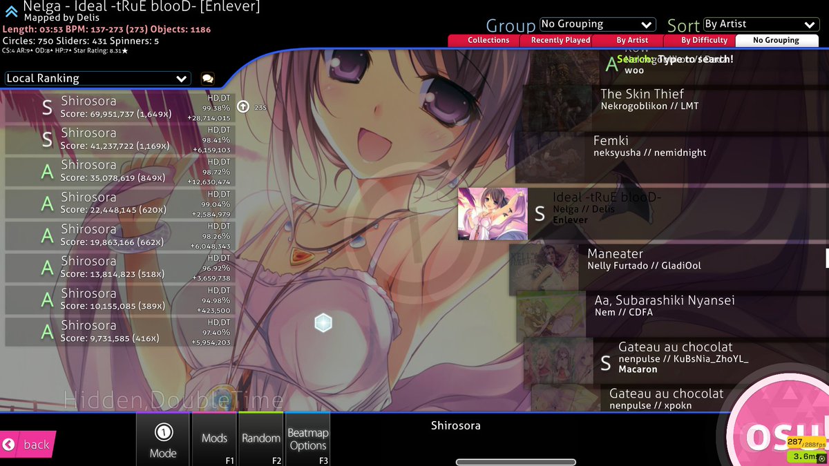 I haven't played osu for a week and somehow fc'd it on a random try, but i forgot to login💀
