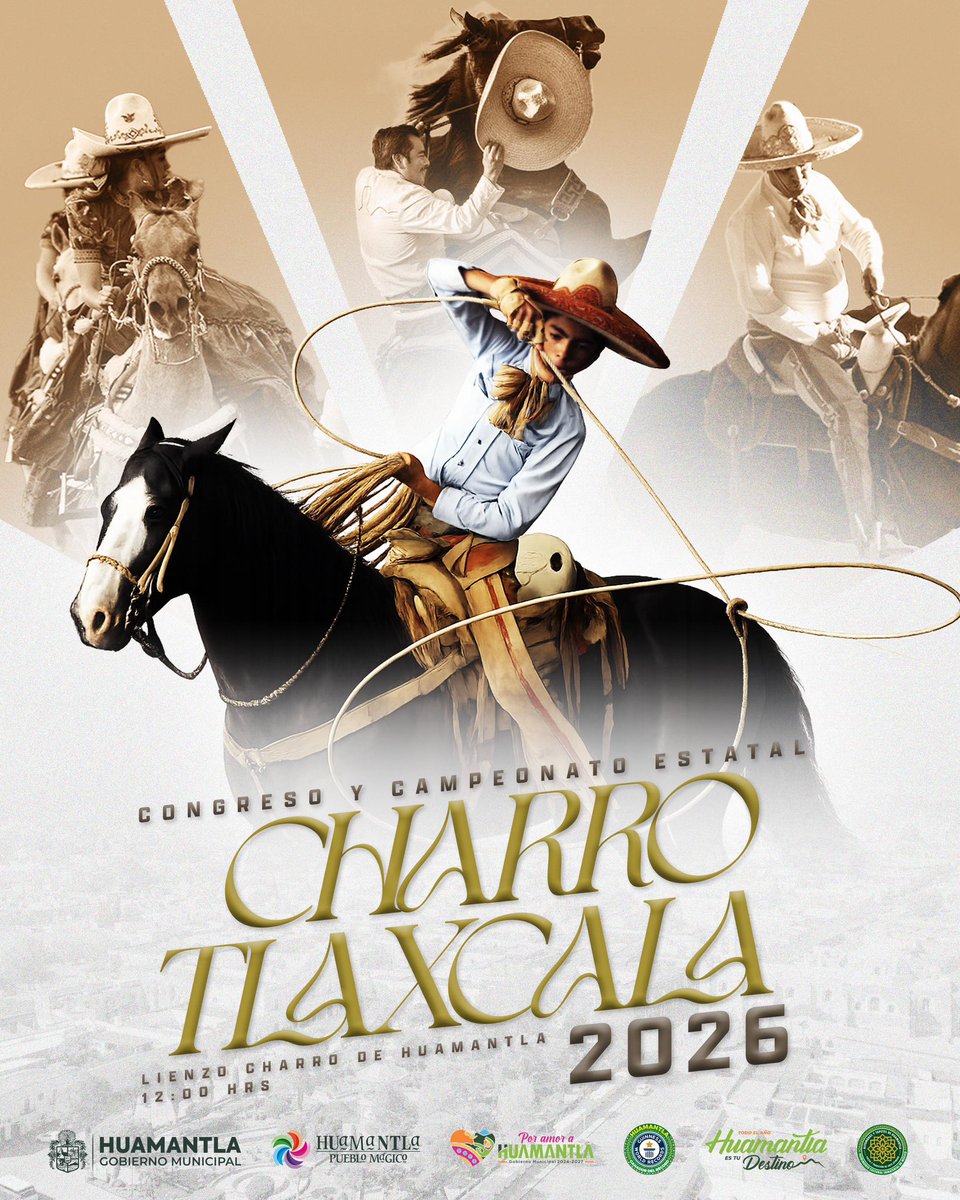 ⭕️ #CharrosCharros | El municipio de #Huamantla será escenario del Congreso y Campeonato Estatal Charro Tlaxcala 2026, una de las celebraciones más importantes de la charrería en la entidad, que reunirá a destacadas asociaciones charras en el Lienzo Charro de Huamantla para