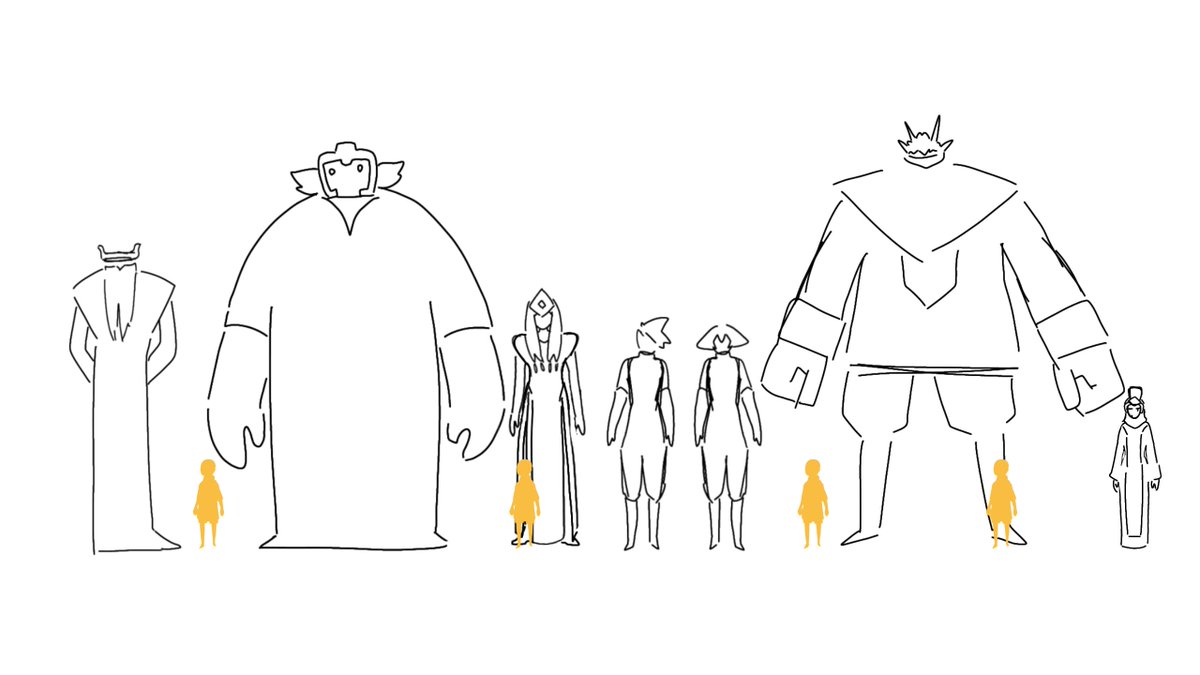 大精霊様たちの身長ってどのくらいなんだろう…？
ゲーム内のスクショを見ながら描いてみたけどうだろう