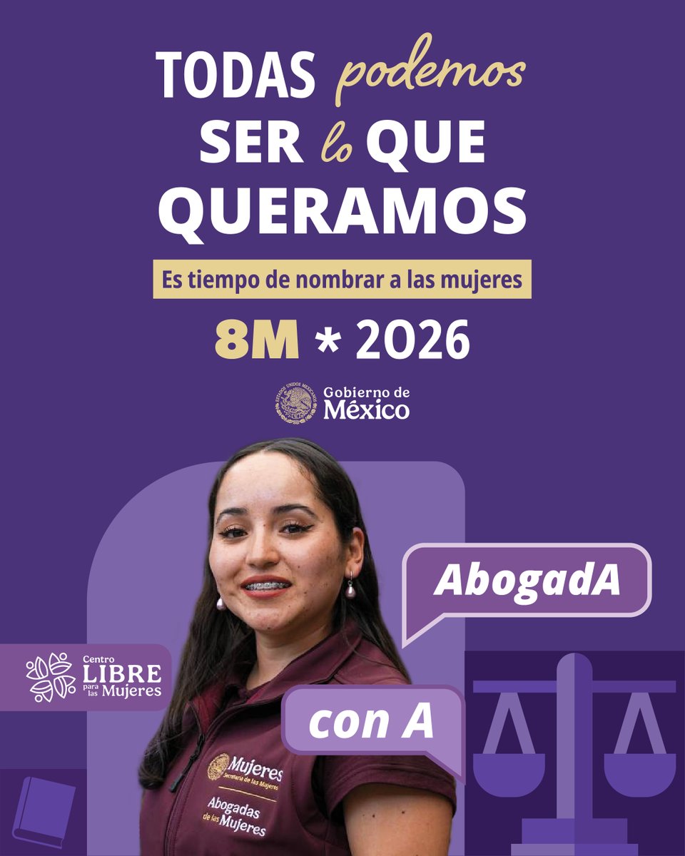 AEM_mx's tweet image. Somos capaces de #SerLoQueQueramos.

Las mujeres podemos defender nuestros derechos, por eso AbogadA #ConA 

En México, es tiempo de nombrar a las mujeres.