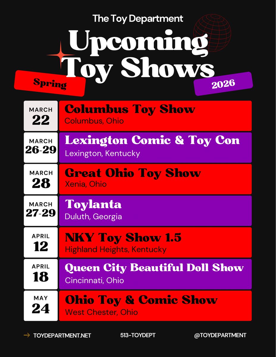 toy_dept's tweet photo. Store will be open normal hours regardless but our spring calendar is filling up with some excellent shows you can find us at too! 

Our store is located in Fairfield, OH (just north of Cincinnati) 💵 We pay CASH for toys &amp; collectibles!
🕒 Open 11-7, 7 days a week! https://t.co/csZQmTNYQm
