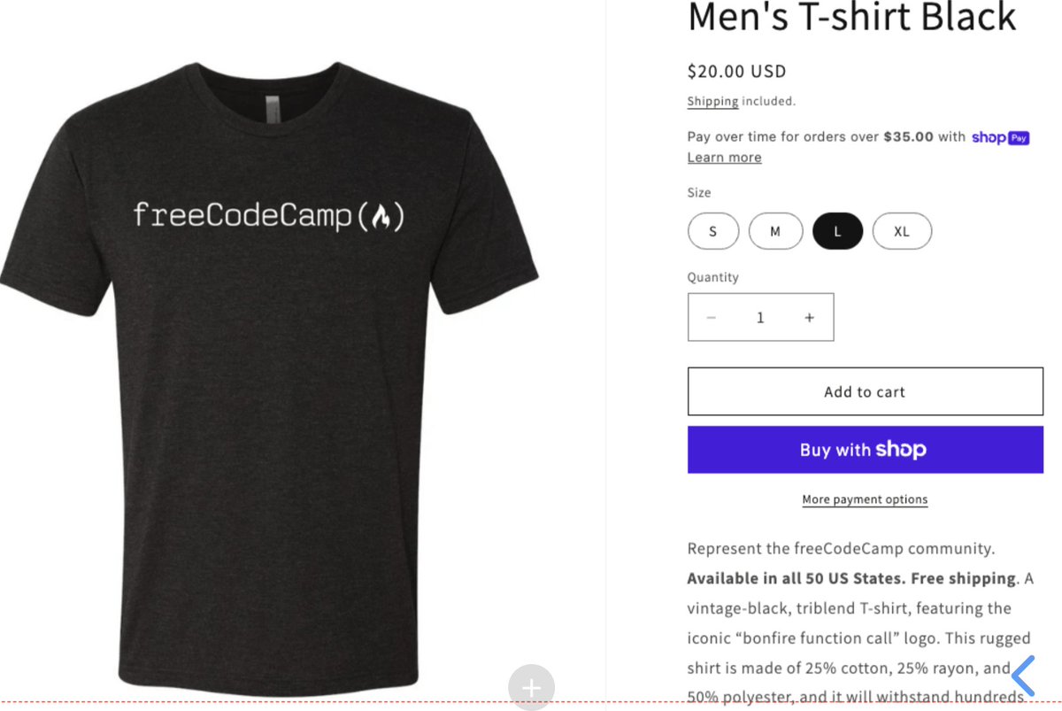 ossia's tweet photo. A lot of people ask me how they can get a freeCodeCamp shirt outside of the US (we only ship domestically).

Easy: just take our logo from our asset library and screen print / iron onto a shirt.

It's fine to use our logo for personal non-commercial usage. https://t.co/2myTmSnx4T