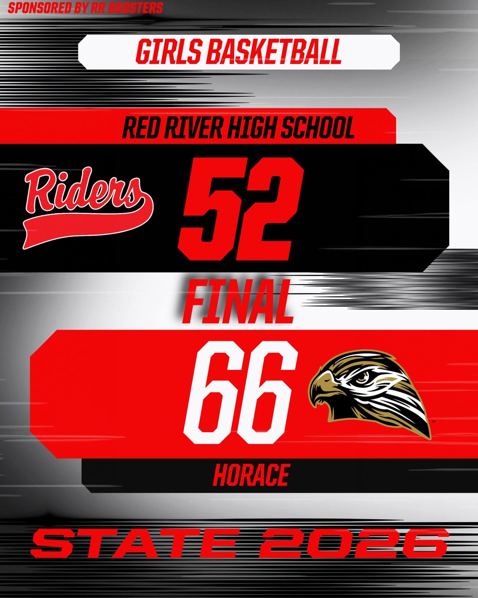 RRHSactivities's tweet photo. Final score from Bismarck
It had to come to an end at some point, but we are still incredibly proud of the fight and effort this group gave this season! #RideAsONE #EAT https://t.co/EMZ8NAaVmc