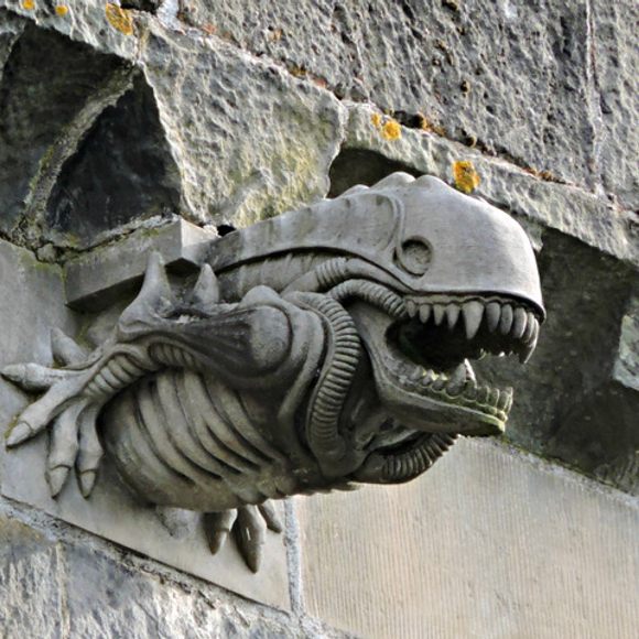 An 'Alien' Gargoyle; guards the 12th Century AD, Scottish Abbey...

Paisley Abbey, a Scottish parish church situated on the east bank of White Cart Water in Paisley, Renfrewshire, Scotland. It was first built in 12th Century AD. The medieval site is steeped in history, it’s even