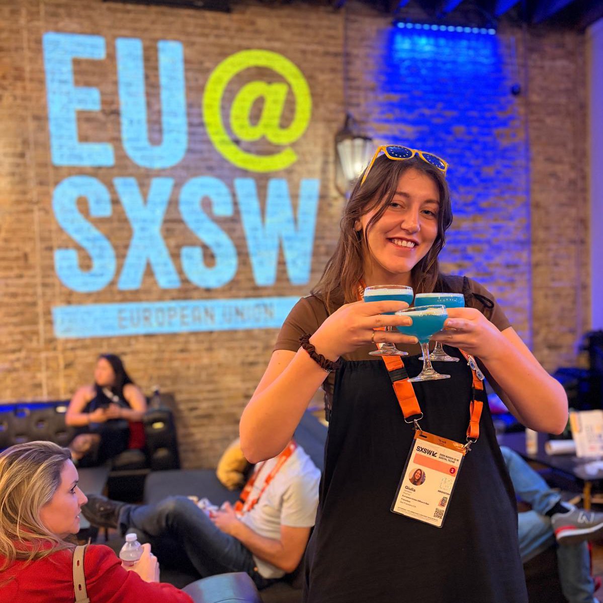 EUintheUS's tweet photo. Our #EUatSXSW evening is just getting started! πΆ Stop by Speakeasy (412 Congress Ave) in Austin for a networking happy hour, featuring our custom cocktail, and then groove to some Euro beats. Happy Friday! π€© https://t.co/iNB7AwJAKE