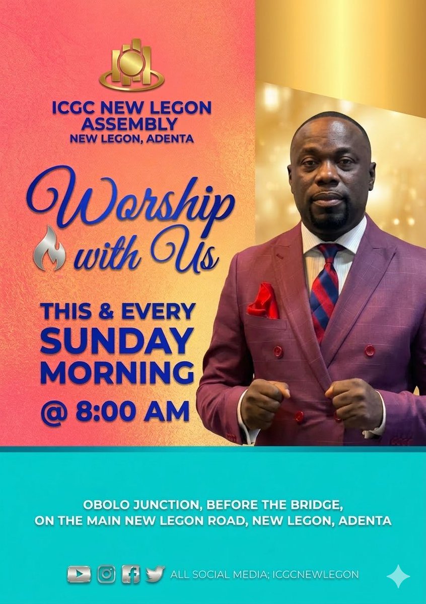 kwasikyere's tweet photo. Join us tomorrow, Sunday at 8:00 AM for our family service. Don’t miss Church. Get up, Dress up, and show up in Church. Let’s meet in ZION. Your life will never be the same  Blessings!!!
#Kingdom #weareicgc #icgcnewlegonassembly https://t.co/W53pCw3U3S