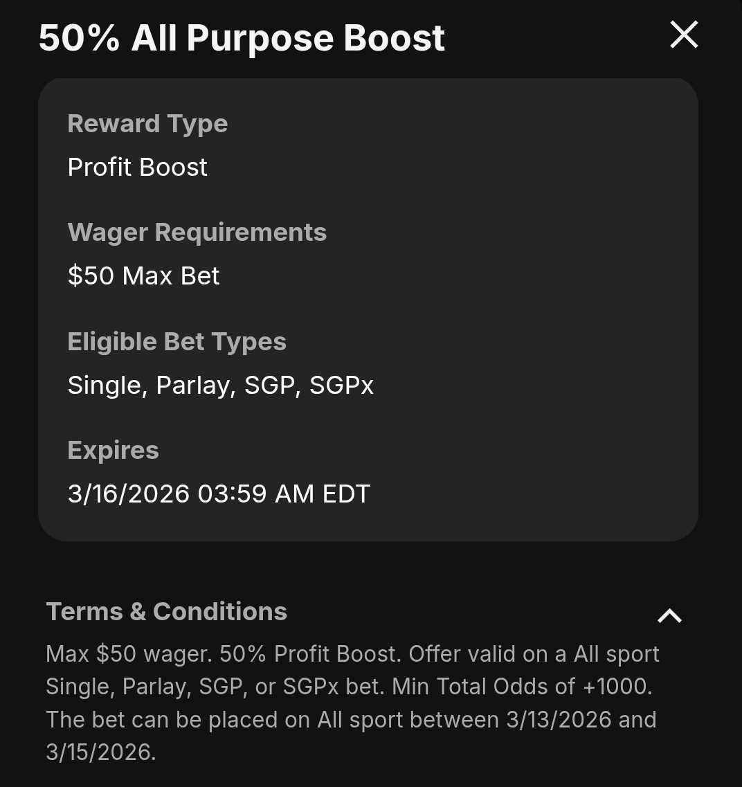 SamC1ark's tweet photo. @DKSportsbook why does this not work on golf bets? Seems like that is a sport and fits the terms and conditions. https://t.co/up3RX19zY3