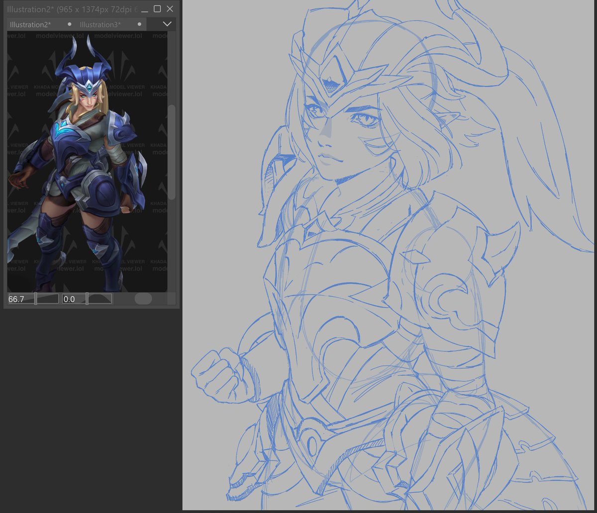 getting started on a new illustration! for this month, i'm drawing Worlds 2014 #Shyvana , since it's one of my most favorite skins after the rework :D