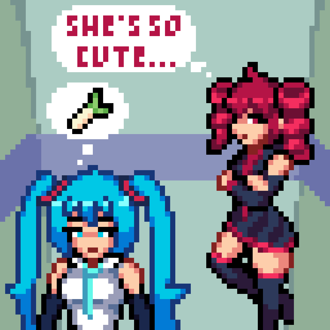 pixelgodoy's tweet photo. Miku and Teto ❤️💙

#pixelart #hatsunemiku #pixel_art #kasaneteto #miku https://t.co/GAXDpxXjb2