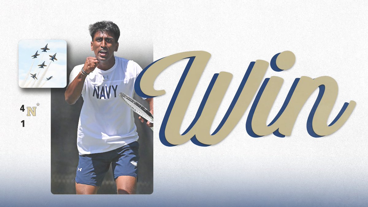 NavyMensTennis's tweet photo. Navy soars past Air Force with a 4-1 win in the battle against their Service Academy rivals. #NavyFight https://t.co/UxKOsbZIvQ