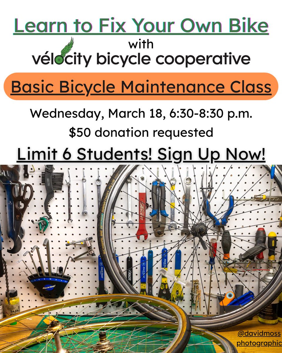 There’s still plenty of spots in our next bike maintenance class on ...
