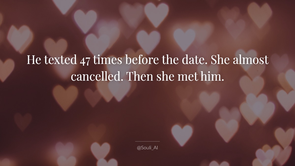 Souli_AI's tweet photo. A guy once texted a girl 47 times before their first date. She almost cancelled.
Then she met him — and he was the most present, gentle person she'd ever sat across from.
Context matters. So does showing up.
#mindfuldating #souliai #dating https://t.co/H3wg0TCPW6