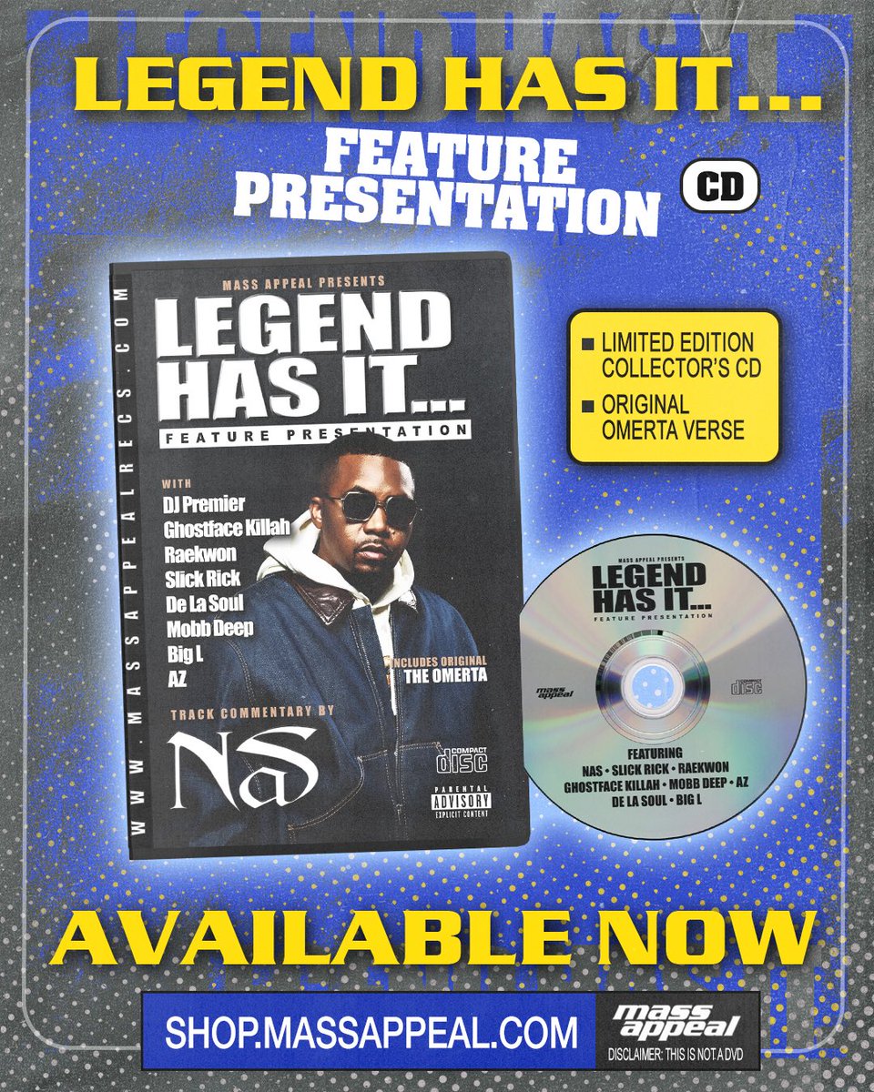 MassAppealRecs's tweet image. Inspired by the classic, Smack DVDs, this is a one-of-a-kind collector experience for diehard fans. Run back all of the #Nas verses from the #LegendHasIt series &amp;amp; listen to exclusive commentary from Nas for all the tracks on CD now!

shop.massappeal.com/products/nas-f…