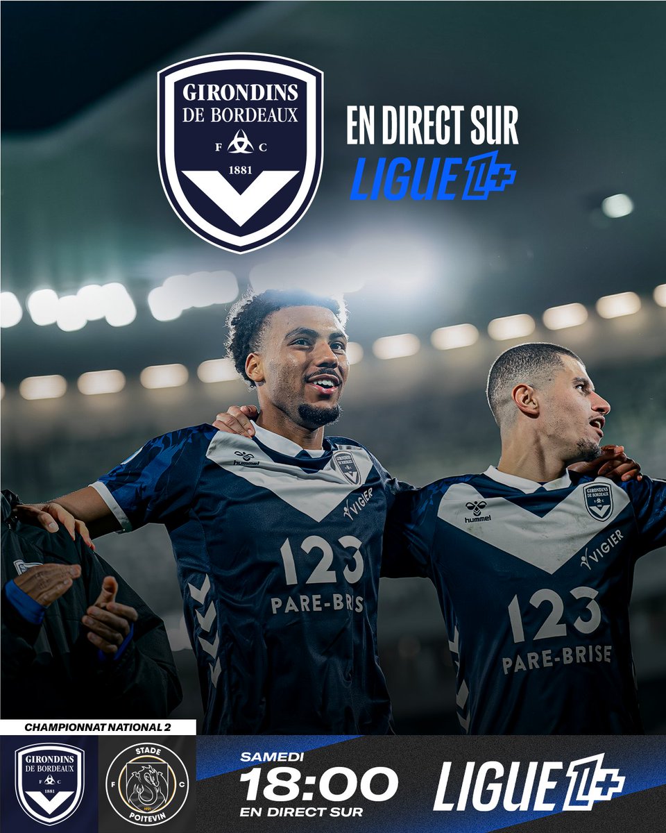 ligue1plus's tweet photo. Un nouveau match des @girondins à suivre sur Ligue 1+ 👍  

🆚 @stadepoitevinfc
🏟️ @StadeAtlantique 
🕕 18h  

🤝 @tv7_sudouest https://t.co/6DNmIV0sM5