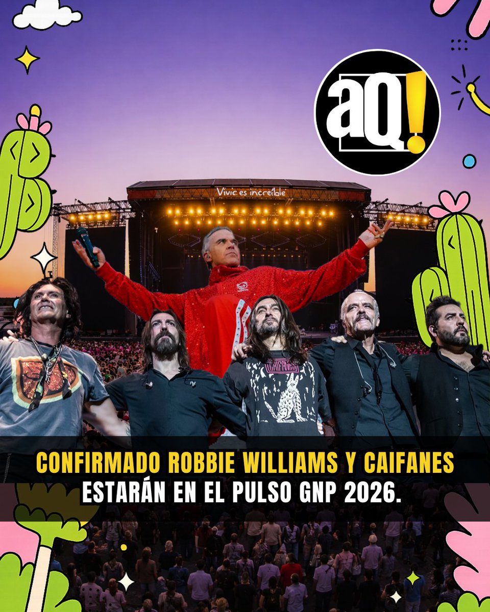 AlertaQro's tweet photo. 🎶 Confirmado Robbie Williams y Caifanes estarán en el Pulso GNP 2026 🎤
🎸 El festival será el próximo 10 de octubre en el Autódromo de Querétaro. 📅🎵
Más información 🎶 https://t.co/pgpWtxLVDv
#Querétaro #PulsoGNP #RobbieWilliams #Caifanes https://t.co/83HPendh0M