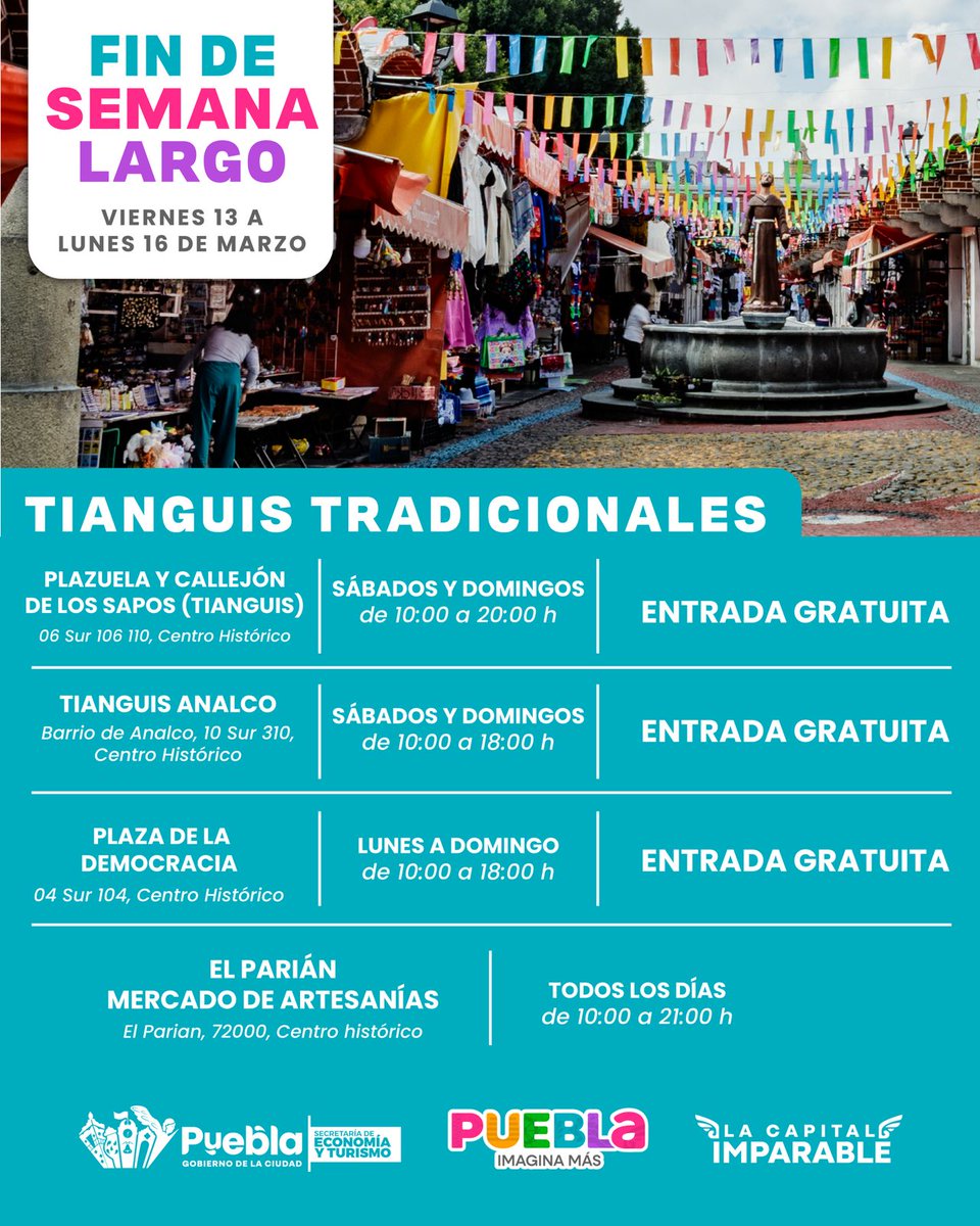 VisitaPuebla's tweet photo. ¿No sabes qué hacer este fin de semana largo? 
Aquí te damos opciones 
👇👇👇👇👇 https://t.co/FKf2ry356k