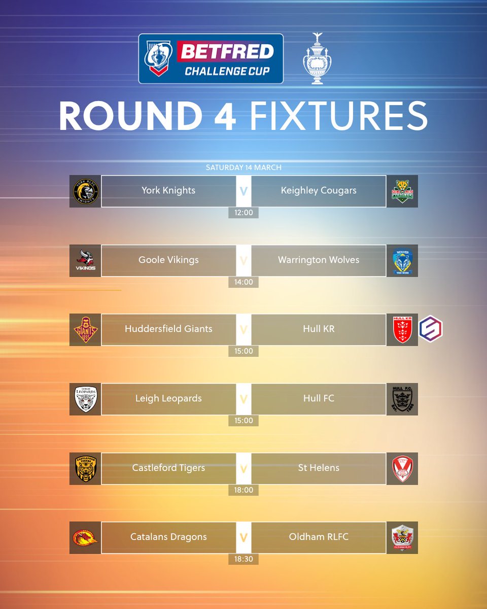 The remaining six games in Round 4 take place today 🙌

#ChallengeCup 🏆
