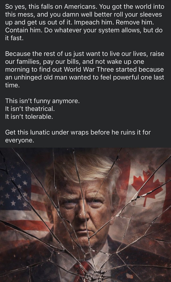 stublack78's tweet photo. I cannot take the credit for writing this, but it is absolutely spot on and needs to be shared far and wide. #TrumpsIranWar #donaldtrump #USA https://t.co/2UkFEPmoeJ
