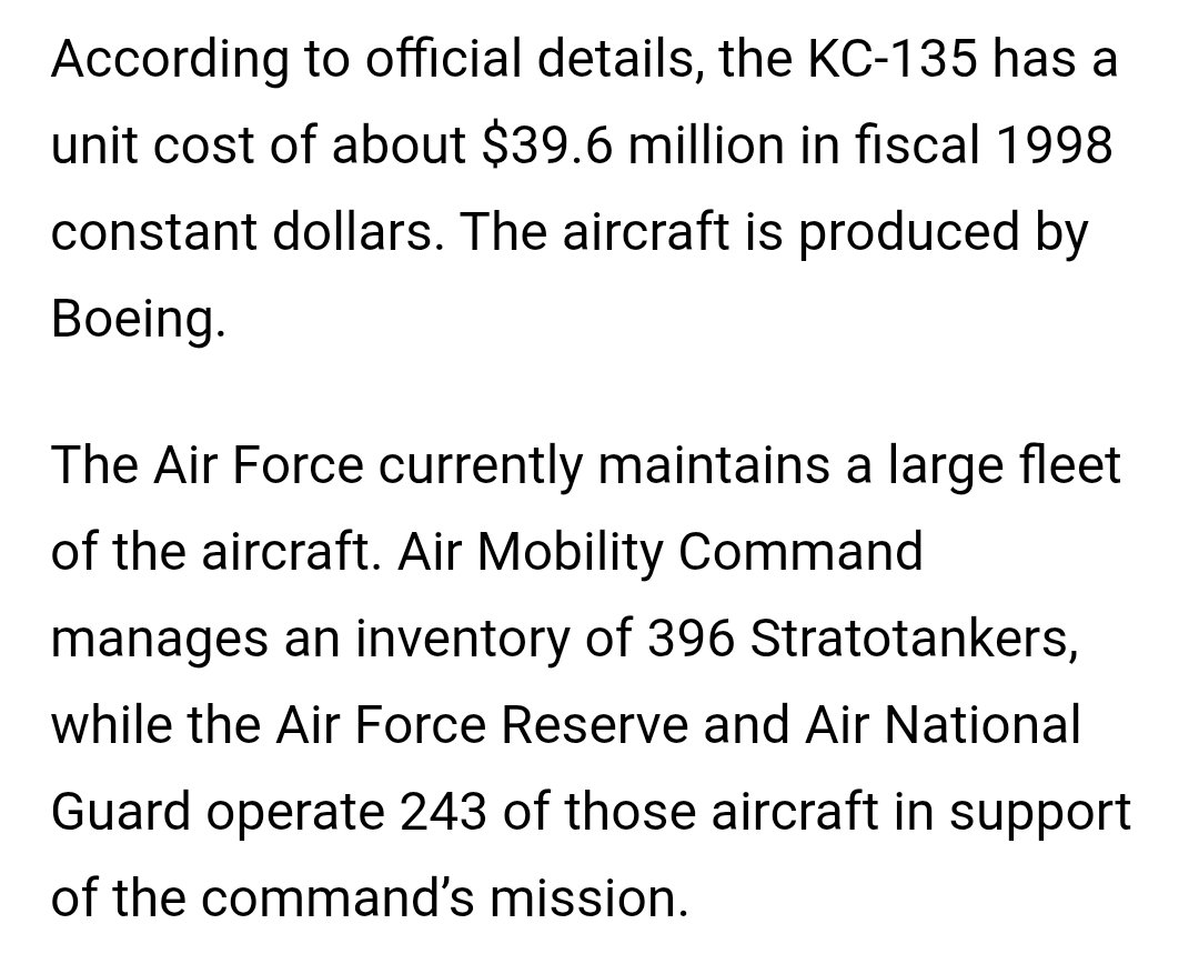 CarrieCnh12's tweet image. I just had to look it up; one KC-135  a Boeing aircraft (!), is US$39.6 M, and in the space of 2 days, the US Air Force lost 6 of them in the war against Iran, coming to about US$237,600,000 just up in flames. And that's not counting the fuel, artillery, and equipment on board