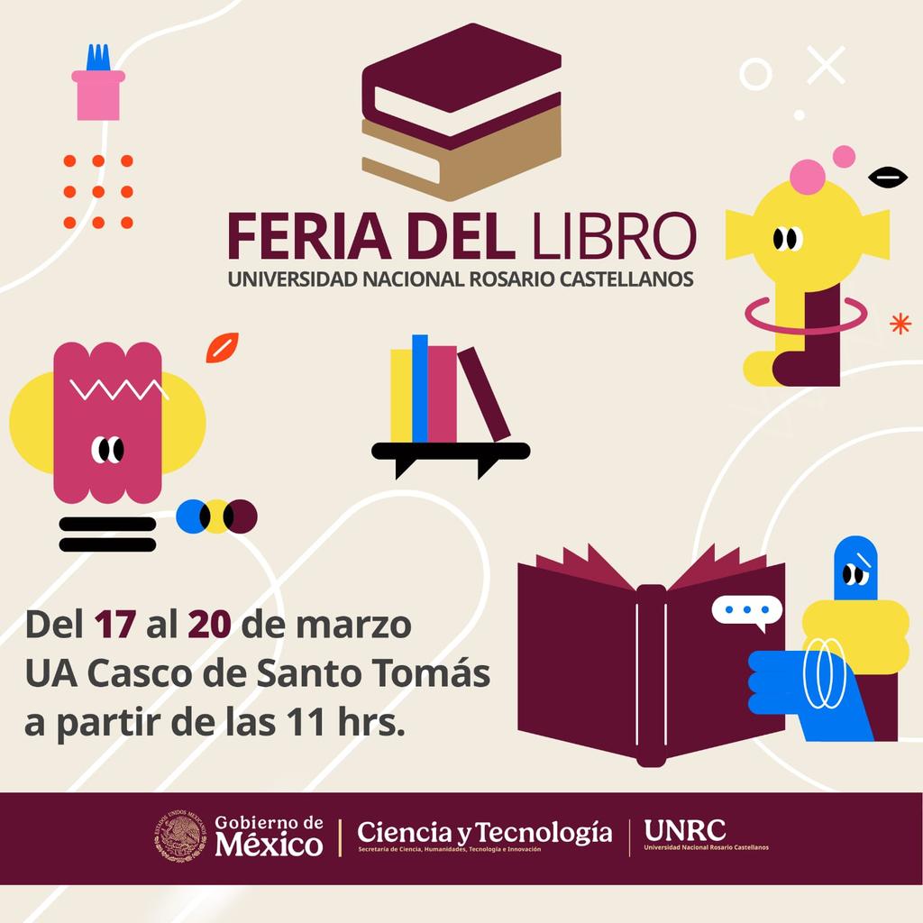 UNRCastellanos's tweet photo. ¡La Feria del #LibroUNRC 📚 está de regreso en la 📍 UA Casco de Santo Tomás! 

Mira el programa completo y disfruta de talleres ✍️, poesía ✒️, música 🎵, fanzines 📘 y más actividades para ti:
https://t.co/PaUnZ793Kl

🗓️ Te esperamos a partir del 17 de marzo. 🗓️

¡No faltes!✨ https://t.co/8dJfsgD7Ko