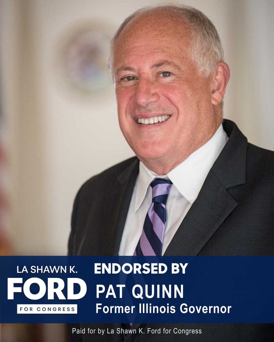 ford4congress's tweet photo. Honored to receive the endorsement of former Illinois Governor Pat Quinn.
Governor Quinn has always stood for fairness, reform, and opportunity for working families. I’m grateful for his support as we continue this campaign for the people of the 7th CD.
Punch 31.
#FordForCongress https://t.co/XHCitEzgQs